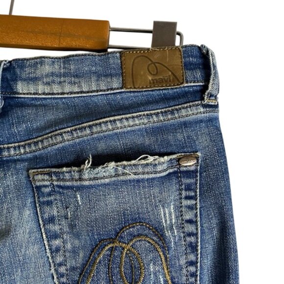 Mavi Women's Marie Super Low Rise Distressed Flare Denim Jeans - Picture 8 of 9